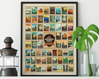 63 National Parks Travel Poster by Anderson Design Group | All National Park Print | 63 National Parks Print (frame not included)