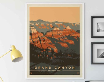 Grand Canyon National Park Vintage Travel Poster by Kenneth Crane and Anderson Design Group | National Park Art Print (frame not included)