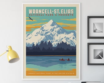 Wrangell St. Elias National Park Travel Poster by Anderson Design Group | National Park Print | Alaskan Park Print (frame not included)