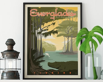 Everglades National Park Travel Poster by Anderson Design Group | National Park Print | Florida Everglades Print (frame not included)