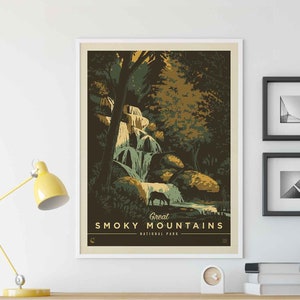 Great Smoky Mountains National Park Vintage Travel Poster by Kenneth Crane and Anderson Design Group | Art Print (frame not included)