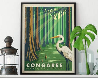 Congaree National Park Travel Poster by Anderson Design Group | National Park Print | Congaree River Print (frame not included)