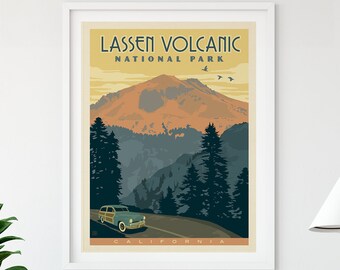 Lassen Volcanic National Park Travel Poster by Anderson Design Group | National Park Print | Lassen Volcanic Park Print (frame not included)