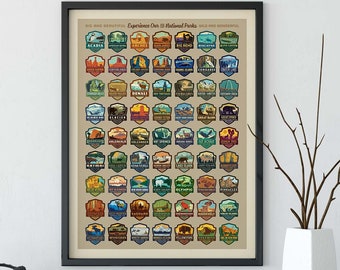 National Parks Emblems Poster by Anderson Design Group | All National Park Emblems Print | 63 National Parks Badge Print(frame not included)
