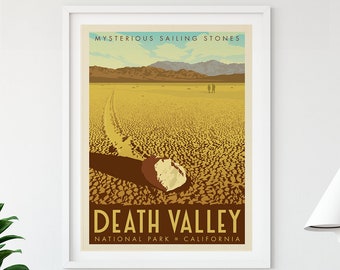 Death Valley National Park Travel Poster by Anderson Design Group | Sailing Stones Print | Death Valley Stones Print (frame not included)