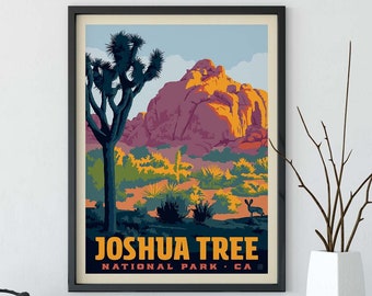 Joshua Tree National Park Travel Poster by Anderson Design Group | National Park Print | Joshua Tree Jackrabbit Print (frame not included)