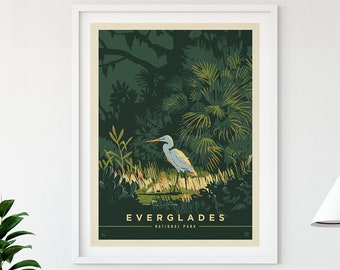 Everglades National Park Vintage Travel Poster by Kenneth Crane and Anderson Design Group | Art Print (frame not included)