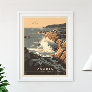 Acadia National Park Vintage Travel Poster by Kenneth Crane and Anderson Design Group | National Parks Art Print (frame not included)