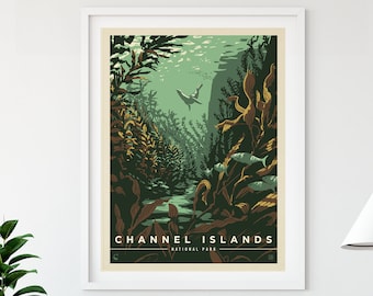 Channel Islands National Park Vintage Travel Poster by Kenneth Crane and Anderson Design Group | Wall Art Print (frame not included)