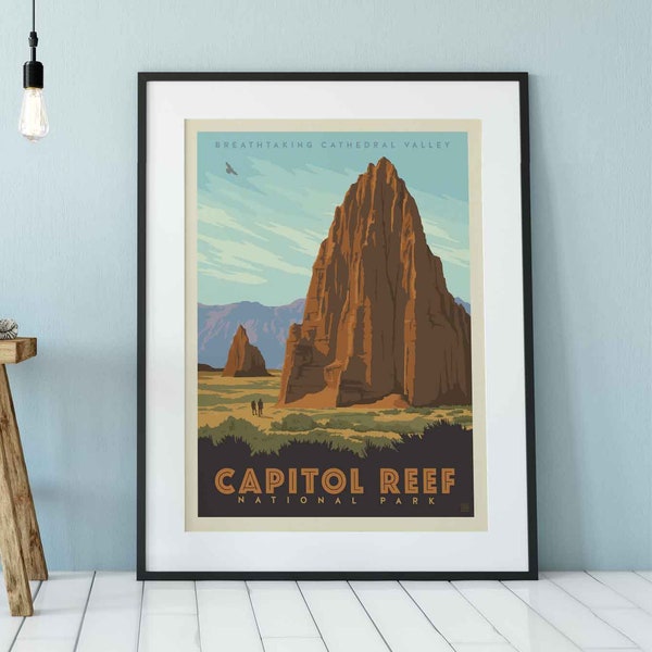 Capitol Reef National Park Travel Poster by Anderson Design Group | National Park Print | Cathedral Valley Print (frame not included)