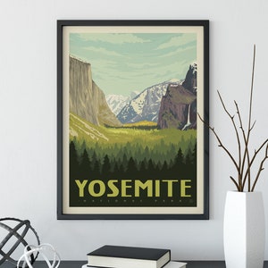 Yosemite Valley National Park Travel Poster by Anderson Design Group | National Park Print | Yosemite Valley Print (frame not included)