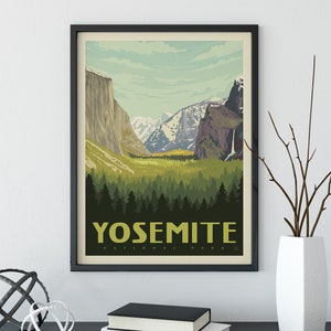 Yosemite Valley National Park Travel Poster by Anderson Design Group | National Park Print | Yosemite Valley Print (frame not included)