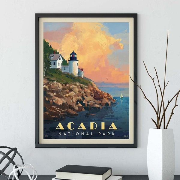 Acadia National Park Vintage Travel Poster by David Owens and Anderson Design Group | Art Print (frame not included)