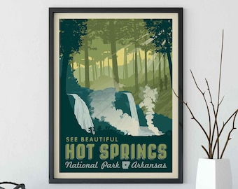 Hot Springs National Park Travel Poster by Anderson Design Group | National Park Print | Hot Springs Arkansas Print (frame not included)