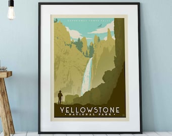 Yellowstone National Park Travel Poster by Anderson Design Group | Tower Falls Print | Yellowstone Tower Falls Print (frame not included)