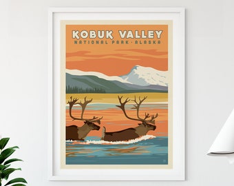 Kobuk Valley National Park Travel Poster by Anderson Design Group | Alaskan Caribou Print | Kobuk Valley Art Print (frame not included)