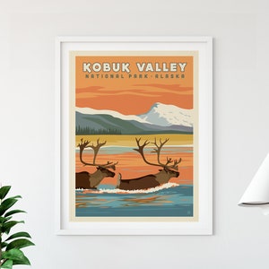 Kobuk Valley National Park Travel Poster by Anderson Design Group | Alaskan Caribou Print | Kobuk Valley Art Print (frame not included)