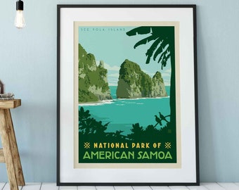 American Samoa National Park Travel Poster by Anderson Design Group | National Park Beach Print | American Samoa Print (frame not included)