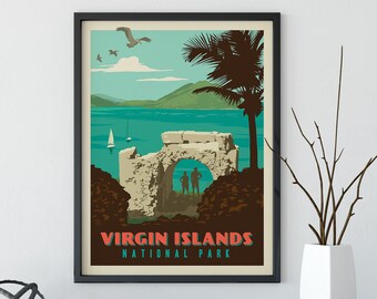 Virgin Islands National Park Travel Poster by Anderson Design Group | National Park Print | Virgin Islands  Print (frame not included)