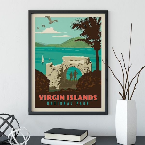 Virgin Islands National Park Travel Poster by Anderson Design Group | National Park Print | Virgin Islands  Print (frame not included)