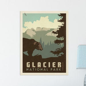 Glacier National Park Travel Poster by Anderson Design Group National Park Vintage Poster Glacier Print frame not included image 1