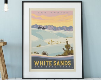 White Sands National Park Travel Poster by Anderson Design Group | National Park Print | White Sands New Mexico Print (frame not included)