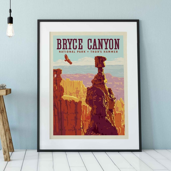 Bryce Canyon National Park Travel Poster by Anderson Design Group | Thors Hammer Print | Bryce Canyon hoodoos Print (frame not included)