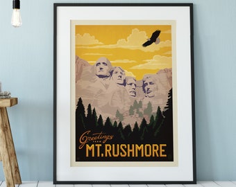 Mt. Rushmore National Memorial Travel Poster by Anderson Design Group | National Memorial Print | Mount Rushmore Print (frame not included)