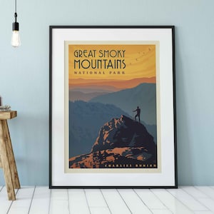 Smoky Mountains National Park Travel Poster by Anderson Design Group | Charles Bunion Print | Smoky Mountain Print (frame not included)