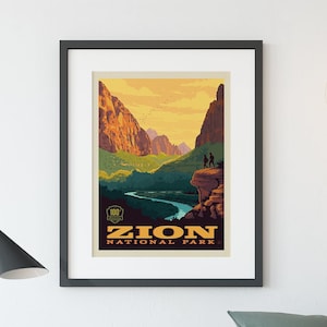 Zion National Park Vintage Travel Poster by Anderson Design Group | National Park Vintage Poster | Zion Wall Art Print (frame not included)