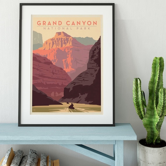 Grand Canyon Kayak National Park Travel Poster by Anderson | Etsy