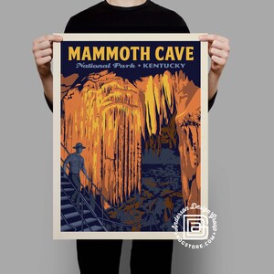 Póster de viaje al Parque Nacional Mammoth Cave por Anderson Design Group / Kentucky National Park / Frozen Niagara Print (marco no incluido) imagen 2