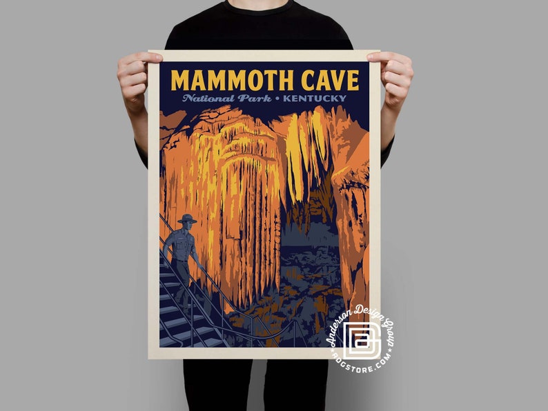 Póster de viaje al Parque Nacional Mammoth Cave por Anderson Design Group / Kentucky National Park / Frozen Niagara Print (marco no incluido) imagen 2