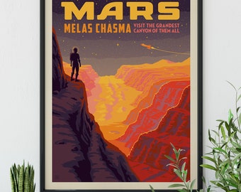 Mars: Melas Chasma Poster by Anderson Design Group | Space Travel Print | Mars Print (frame not included)