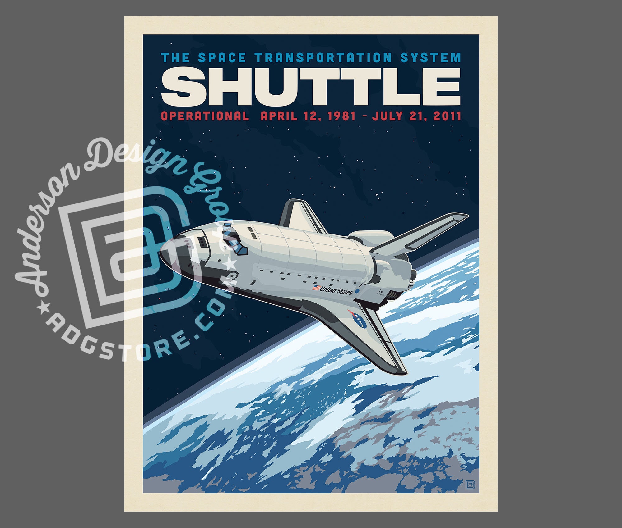 NASA1981年スペースシャトルポスター NASA 1981: Space Shuttle Poster by Anderson Design Group