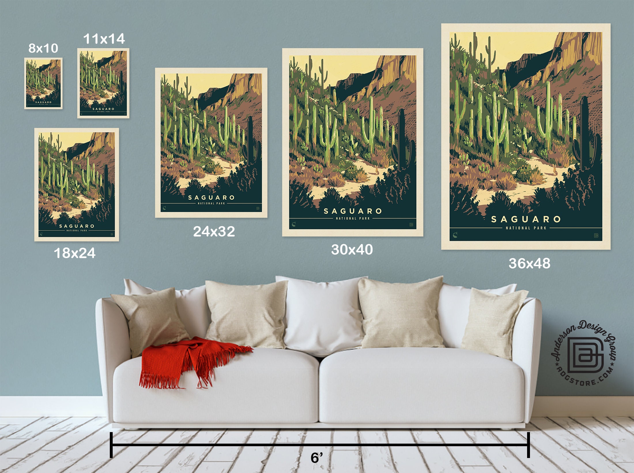 Saguaro National Park Vintage Travel Poster by Kenneth Crane - Etsy