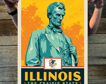 Illinois State Pride by Anderson Design Group | American Travel Print | Art Print (frame not included)