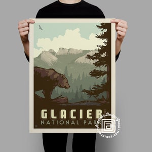 Glacier National Park Travel Poster by Anderson Design Group National Park Vintage Poster Glacier Print frame not included image 3