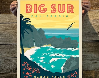 Big Sur, CA Travel Poster by Anderson Design Group | American Travel Print | Art Print (frame not included)
