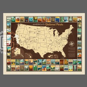 63 National Parks Map Travel Poster by Anderson Design Group | All National Park Map Print | 63 US National Parks Print (frame not included) image 2