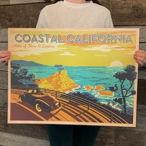SALE: Coastal California Travel Poster by Anderson Design Group | California Coast Drive Vintage Poster 18x24 Art Print (frame not included)