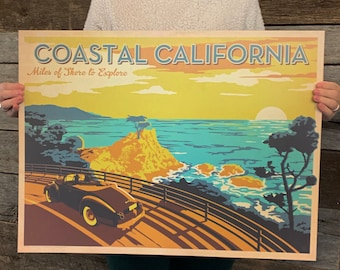 SALE: Coastal California Travel Poster by Anderson Design Group | California Coast Drive Vintage Poster 18x24 Art Print (frame not included)