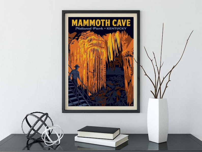 Póster de viaje al Parque Nacional Mammoth Cave por Anderson Design Group / Kentucky National Park / Frozen Niagara Print (marco no incluido) imagen 1