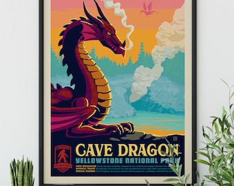 Cave Dragon Yellowstone National Park Poster by Anderson Design Group | National Park Print | Cave Dragon Print (frame not included)
