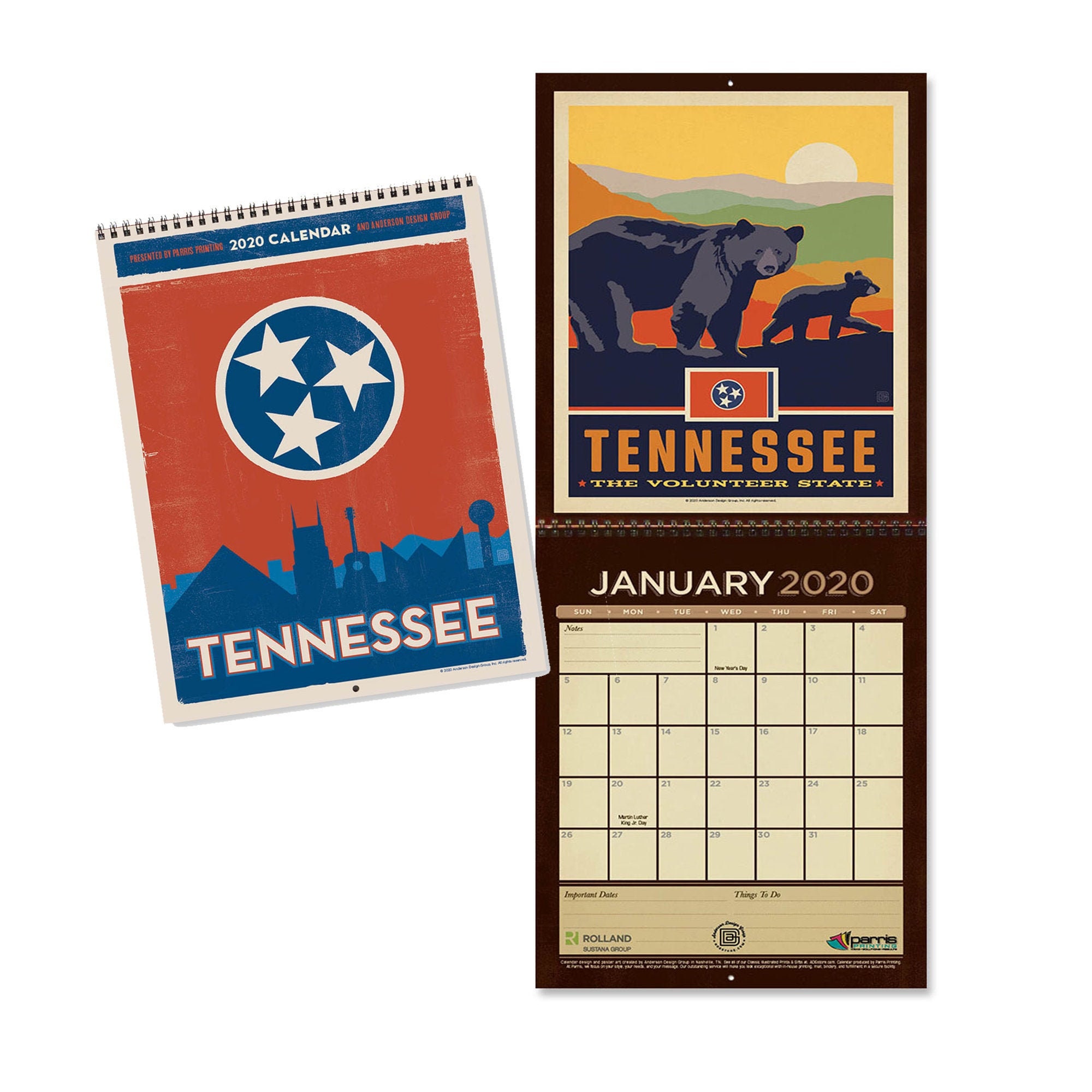 2020 Wall Calendar of Tennessee by Anderson Design Group Etsy
