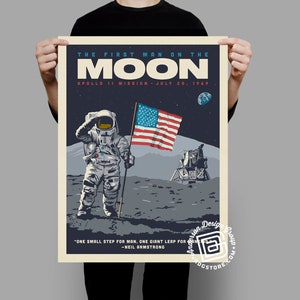 NASA 1969: First Man On The Moon Poster by Anderson Design Group | Space Travel Print | NASA Print (frame not included)