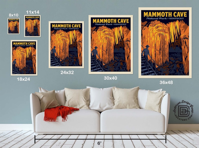 Póster de viaje al Parque Nacional Mammoth Cave por Anderson Design Group / Kentucky National Park / Frozen Niagara Print (marco no incluido) imagen 3
