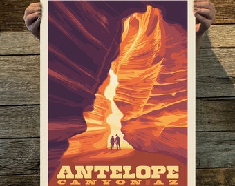 Antelope Canyon, AZ Travel Poster by Anderson Design Group | American Travel Print | Art Print (frame not included)