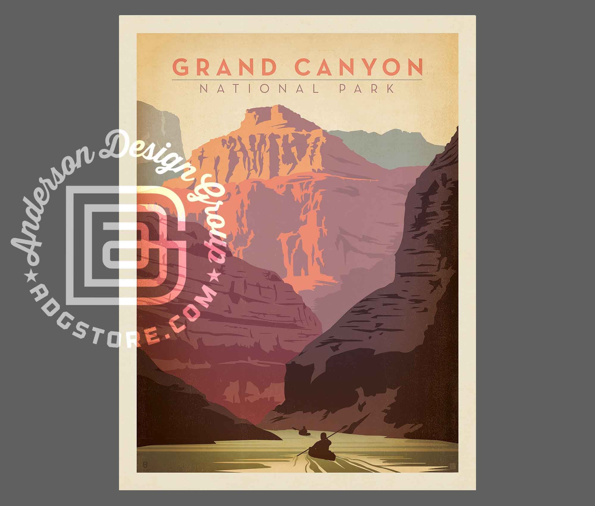 Grand Canyon Kayak National Park Travel Poster by Anderson - Etsy
