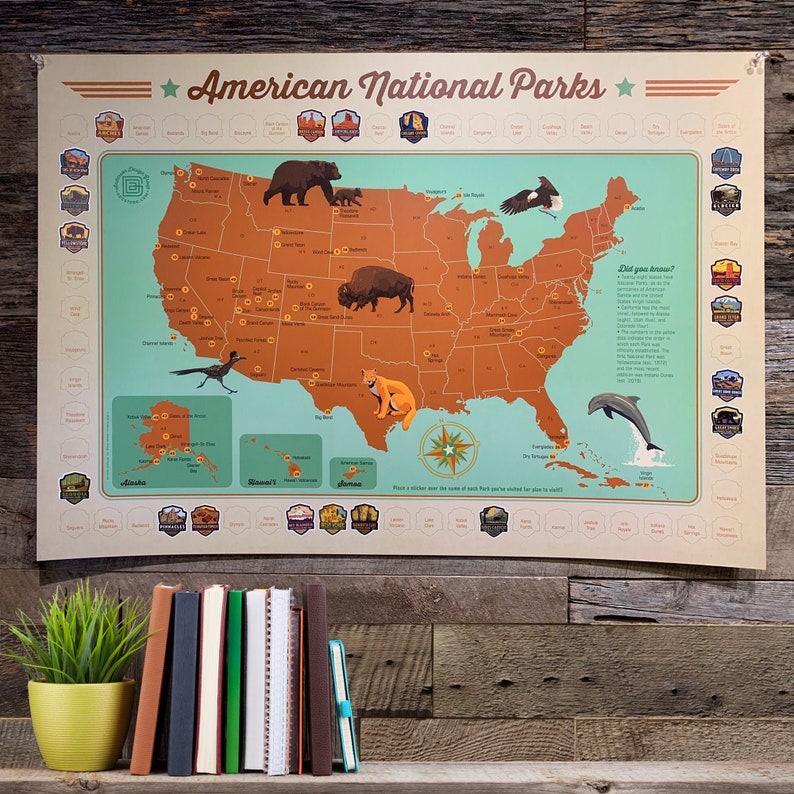 National Parks Sticker Map Travel Poster by Anderson Design  Etsy